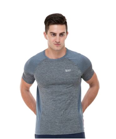 Men's Polyester dual tone running TEE Navy Blue